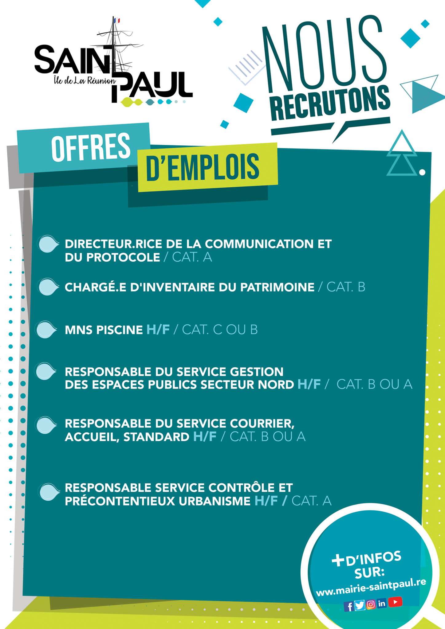 Consultez les offres d’emploi de la Ville de SaintPaul