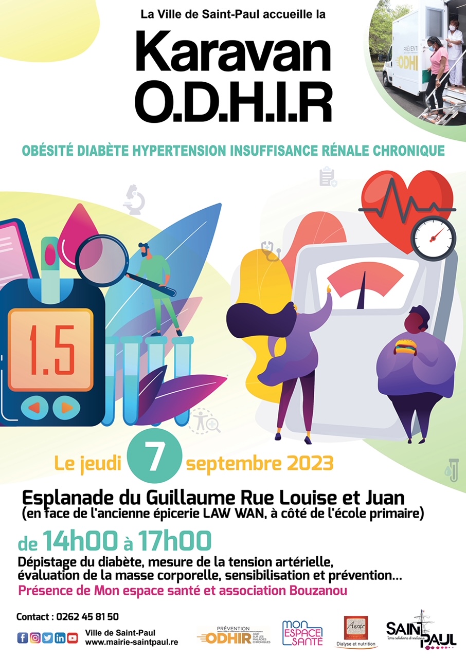 L’esplanade, située rue Louise et Juan (en face de l’ancienne épicerie LAW-WAN, près de l’école primaire), accueillera un événement important le jeudi 7 septembres 2023, de 14 à 17 heures. Vous pourrez venir participer à des action de sensibilisation, de prévention et de dépistage notamment des maladies chroniques. Cette opération décentralisée se tiendra dans le Bassin de vie du Guillaume.