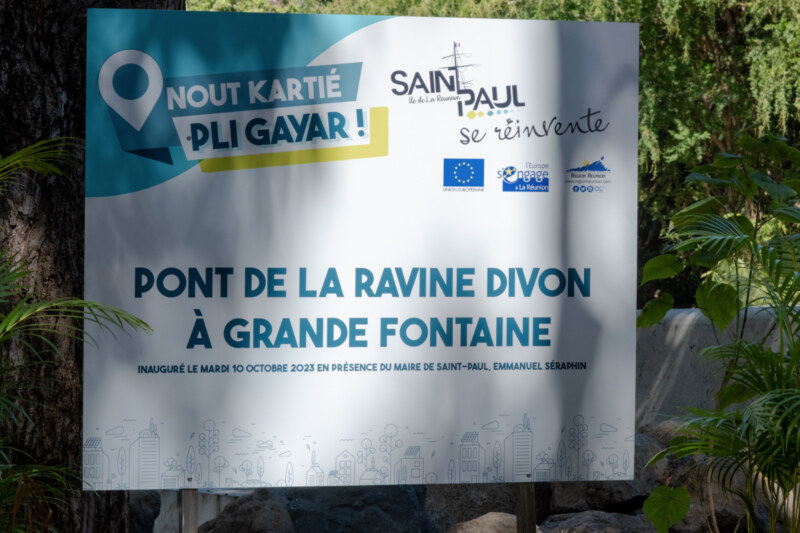 L’inauguration du pont de la ravine Divon s’est déroulée ce mardi 10 octobre 2023 à la Grande Fontaine. Cet ouvrage garantit la sécurité des biens et des personnes de ce quartier historique de Saint-Paul.