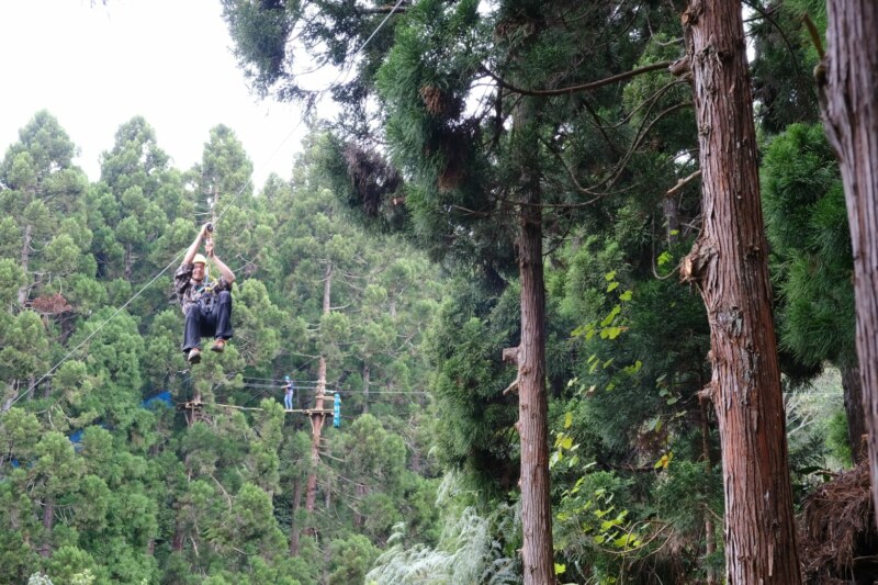 Ce mardi matin 11 octobre 2023 a eu lieu l'inauguration de la structure Accrobranche « Enlèr Pied’ Bois » en présence des gérants de la structure, Nathaniel et Anaïs LOUISO, du Maire de Saint Paul, Emmanuel SÉRAPHIN, de la Conseillère régionale et Sénatrice de La Réunion, Évelyne CORBIÈRE, et des autres élu·es.
